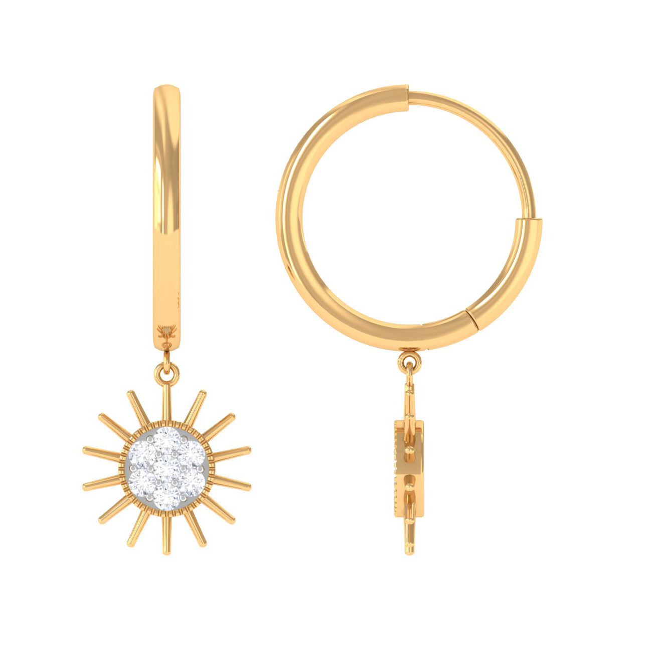 Certified Diamond Sunburst Hoop Earrings