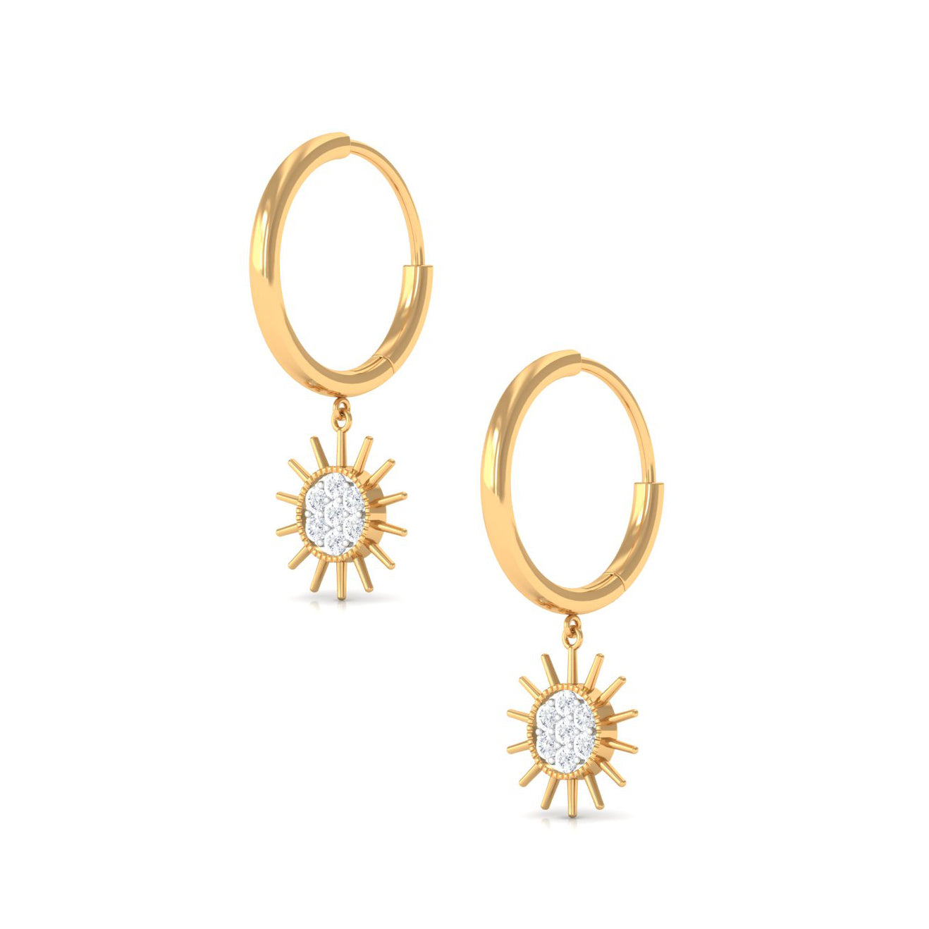 Certified Diamond Sunburst Hoop Earrings