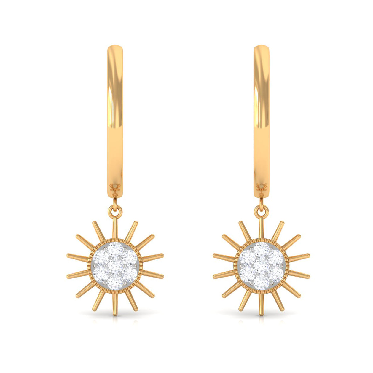 Certified Diamond Sunburst Hoop Earrings