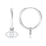 Natural Diamond Evil Eye Drop Hoop Earrings