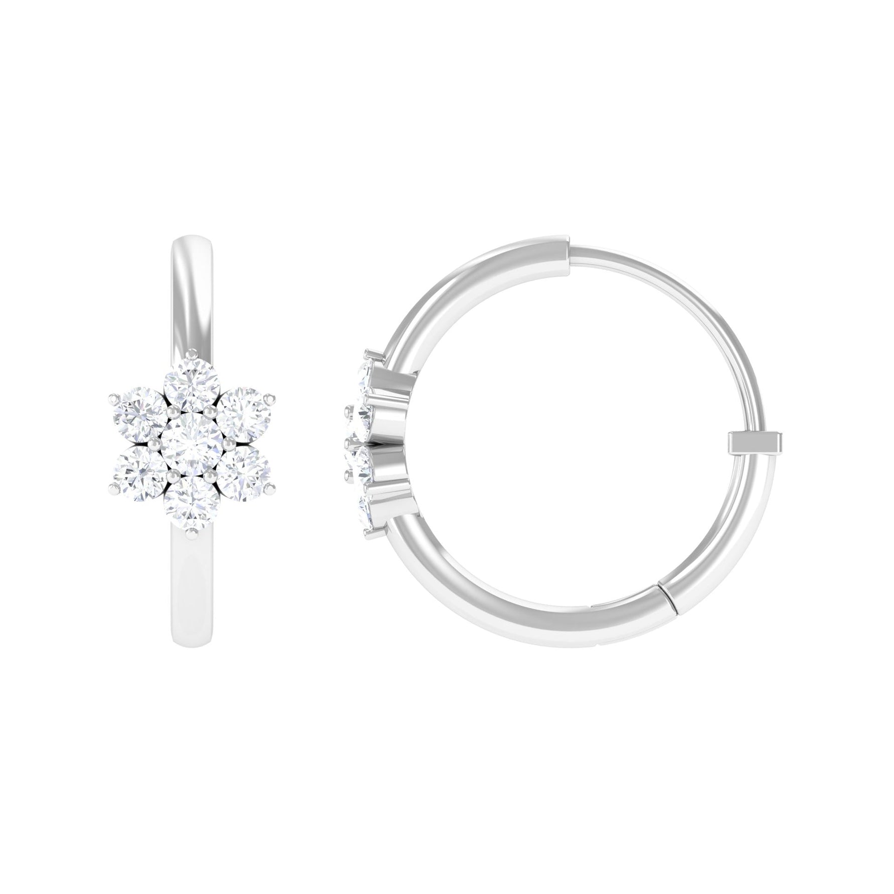 Diamond Flower Hoop Earrings For Her