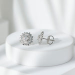Diamond Sunflower Stud Earrings For Her