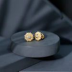 Diamond Sunflower Stud Earrings For Her