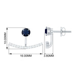 1.25 CT Blue Sapphire Classic Jacket Earrings with Diamond