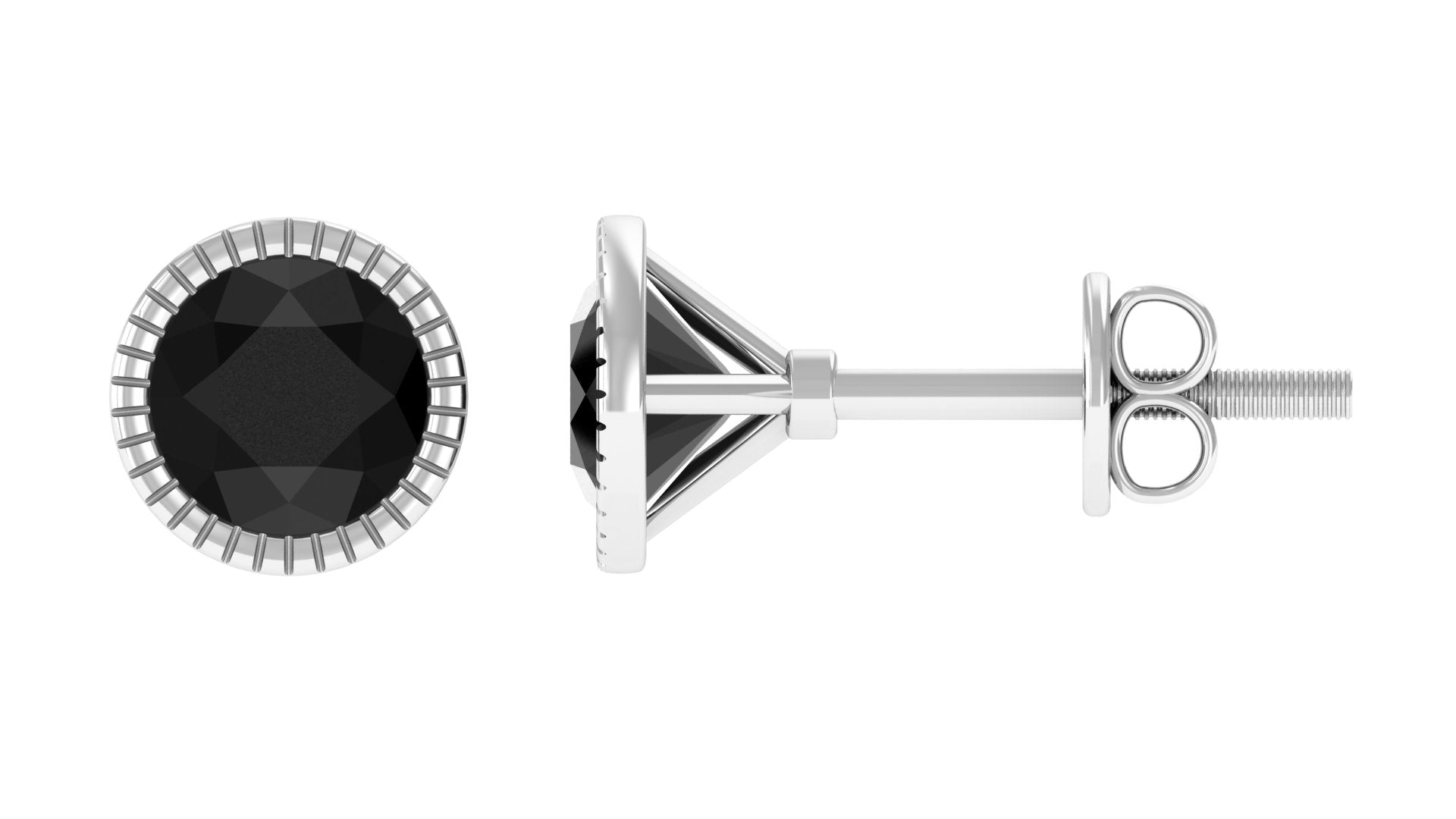 Genuine Black Onyx Solitaire Martini Stud Earrings