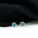 1.25 CT Bezel Set Round London Blue Topaz Solitaire Stud Earrings