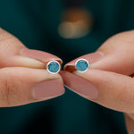 1.25 CT Bezel Set Round London Blue Topaz Solitaire Stud Earrings