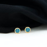 1.25 CT Bezel Set Round London Blue Topaz Solitaire Stud Earrings