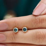 1.25 CT Bezel Set Round London Blue Topaz Solitaire Stud Earrings