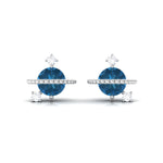 1.25 CT London Blue Topaz and Diamond Contemporary Stud Earrings
