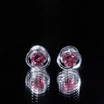 1 CT Solitaire Pink Tourmaline and Gold Swirl Stud Earrings