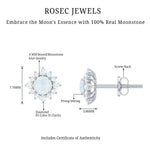 1.25 CT Classic Moonstone Stud Earrings with Diamond Halo