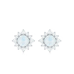 1.25 CT Classic Moonstone Stud Earrings with Diamond Halo