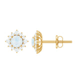 1.25 CT Classic Moonstone Stud Earrings with Diamond Halo