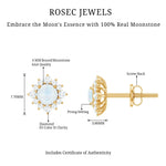 1.25 CT Classic Moonstone Stud Earrings with Diamond Halo