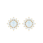 1.25 CT Classic Moonstone Stud Earrings with Diamond Halo
