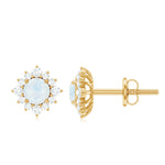 1.25 CT Classic Moonstone Stud Earrings with Diamond Halo
