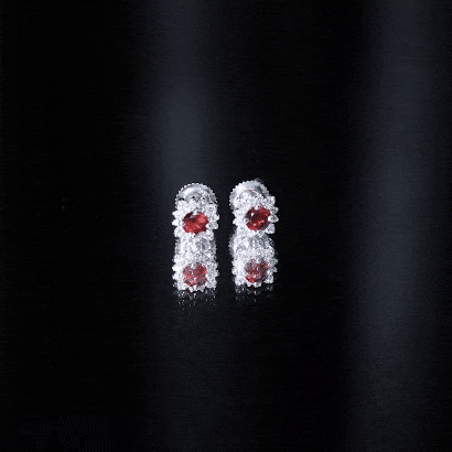 1.25 CT Classic Garnet Stud Earrings with Diamond Halo