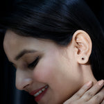 1.25 CT Classic Garnet Stud Earrings with Diamond Halo