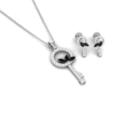 1.25 CT Black Onyx and Diamond Key Pendant Earrings Set