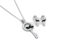 1.25 CT Black Onyx and Diamond Key Pendant Earrings Set