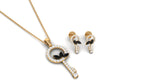 1.25 CT Black Onyx and Diamond Key Pendant Earrings Set
