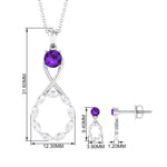1.25 CT Amethyst and Diamond Infinity Pendant and Earrings Set