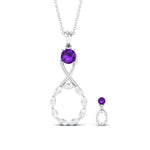 1.25 CT Amethyst and Diamond Infinity Pendant and Earrings Set