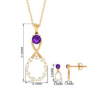 1.25 CT Amethyst and Diamond Infinity Pendant and Earrings Set