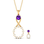 1.25 CT Amethyst and Diamond Infinity Pendant and Earrings Set