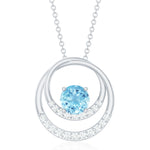 1.25 CT Aquamarine and Diamond Circle Pendant Necklace