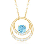 1.25 CT Aquamarine and Diamond Circle Pendant Necklace