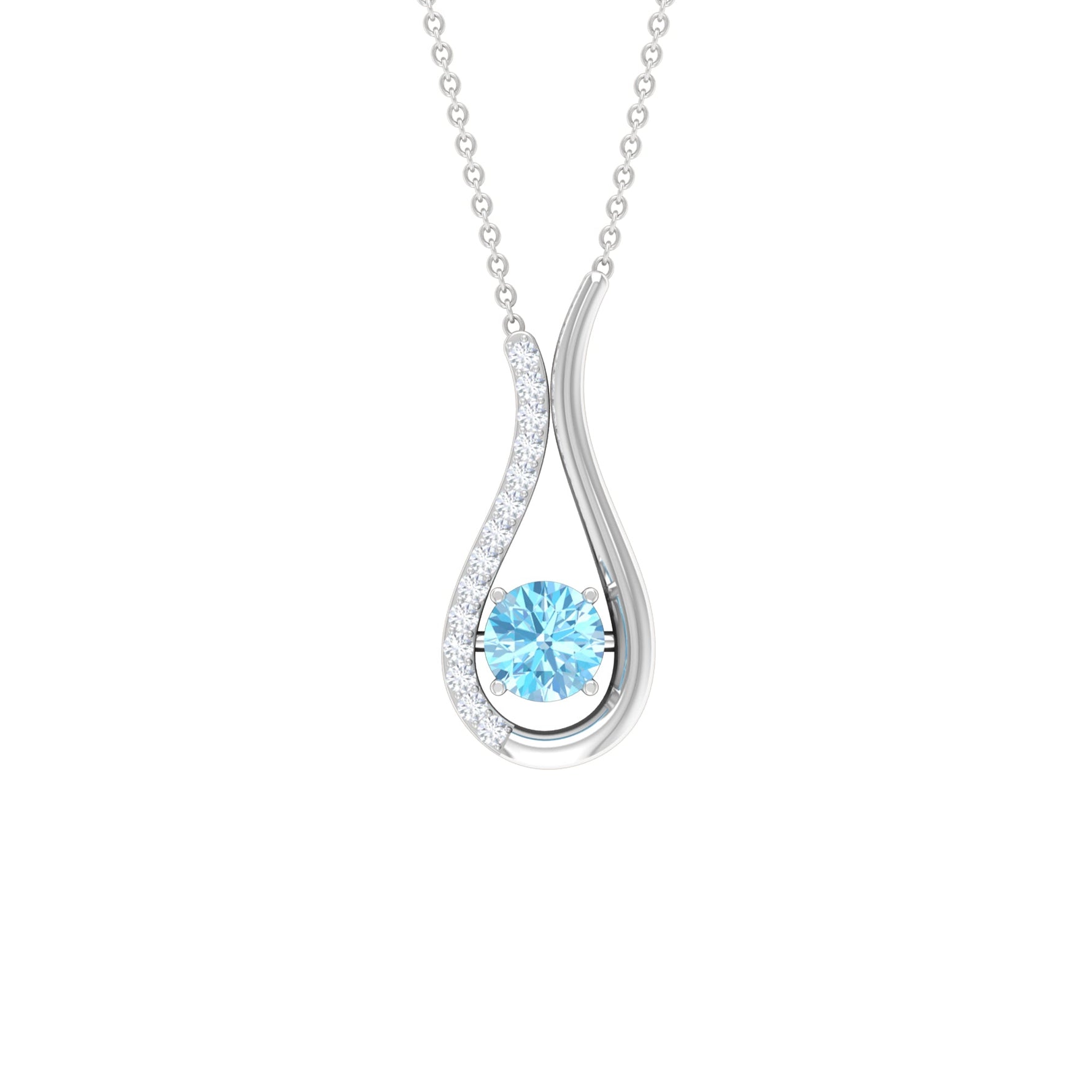 1.25 CT Aquamarine and Diamond Teardrop Pendant Necklace