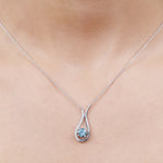 1.25 CT Aquamarine and Diamond Teardrop Pendant Necklace