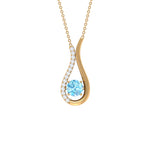 1.25 CT Aquamarine and Diamond Teardrop Pendant Necklace
