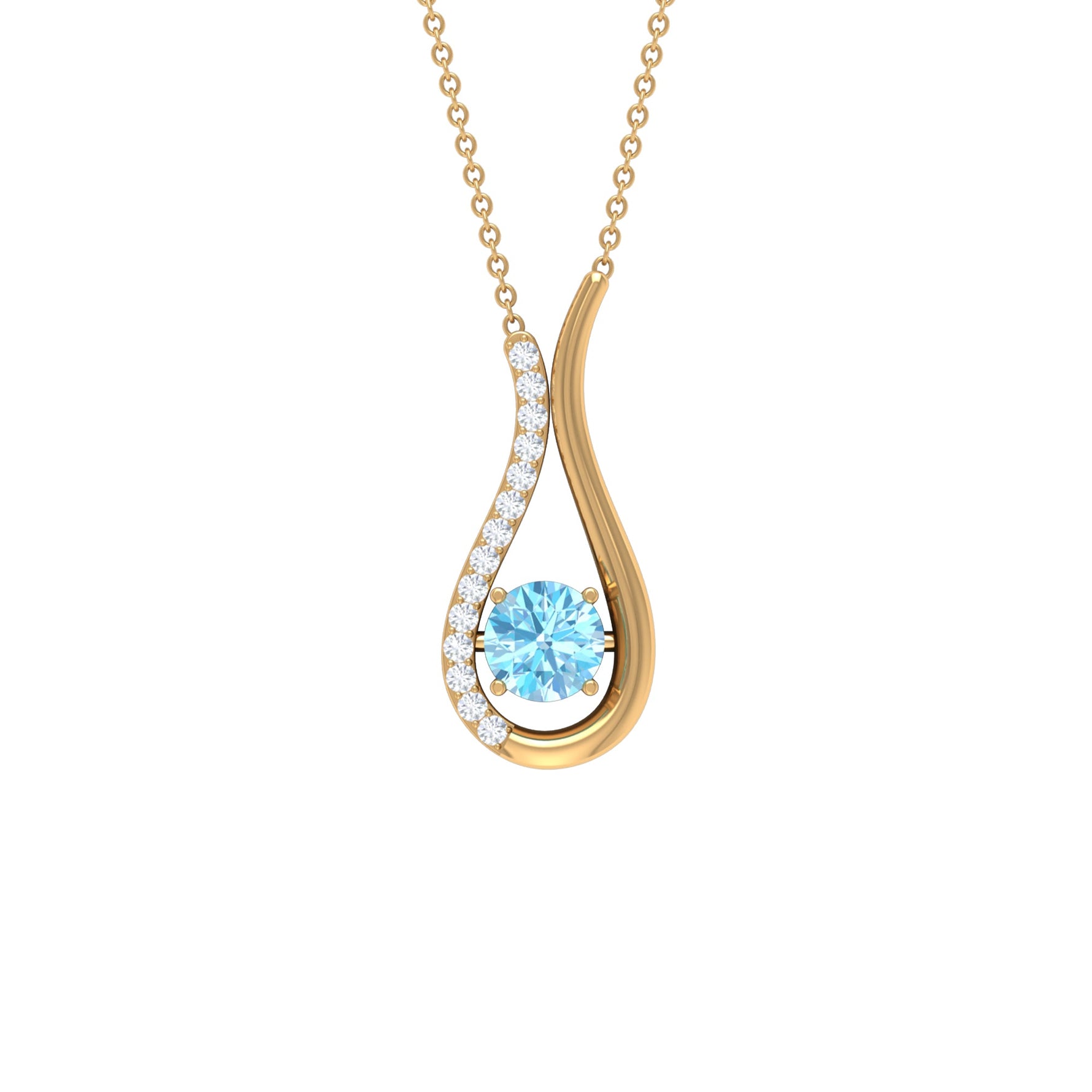 1.25 CT Aquamarine and Diamond Teardrop Pendant Necklace
