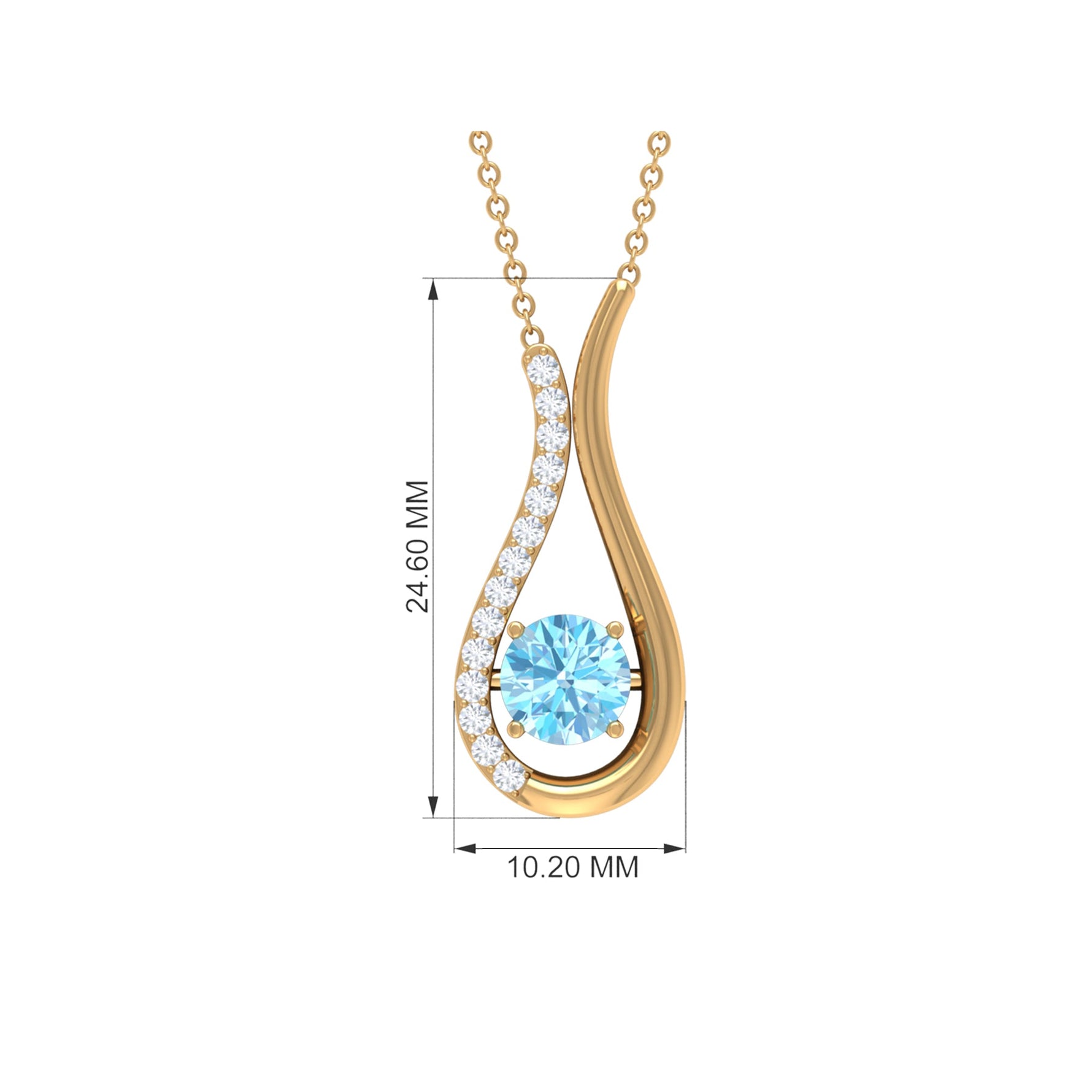1.25 CT Aquamarine and Diamond Teardrop Pendant Necklace