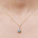 1.25 CT Aquamarine and Diamond Teardrop Pendant Necklace