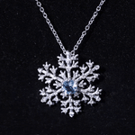 1 CT Snowflake Pendant Necklace with Aquamarine and Diamond