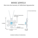 1 CT Snowflake Pendant Necklace with Aquamarine and Diamond