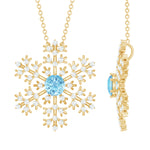 1 CT Snowflake Pendant Necklace with Aquamarine and Diamond