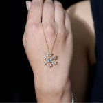 1 CT Snowflake Pendant Necklace with Aquamarine and Diamond
