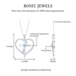 0.25 CT Aquamarine Cross Heart Pendant Necklace in Prong Setting