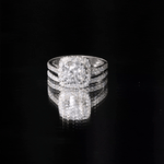 3.25 CT Round Certified Moissanite Wedding Silver Ring Set with Halo