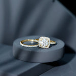 Round Certified Moissanite Wedding Ring Set with Halo