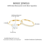 Certified 8 MM Moissanite Solitaire Wedding Ring Set in Gold Plated Silver