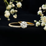Round Shape Moissanite Solitaire Wedding Ring Set