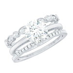 Round shape Solitaire Moissanite Trio Wedding Ring Set