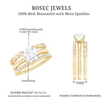 Round shape Solitaire Moissanite Trio Wedding Ring Set