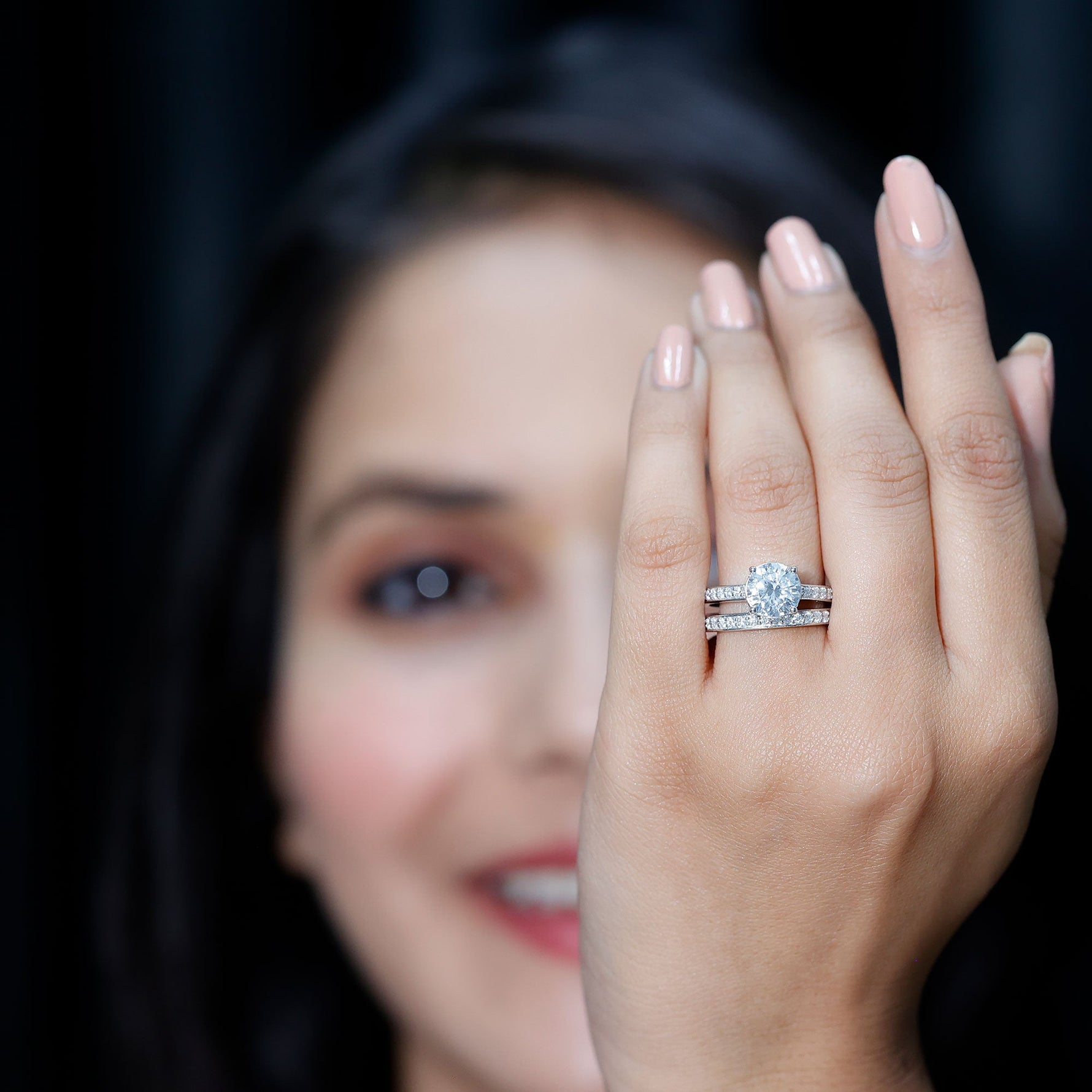 Certified 8 MM Moissanite Solitaire Wedding Ring Set